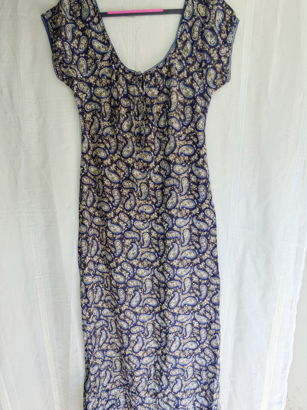 Blue Paisley Scoop Neck Maxi Dress